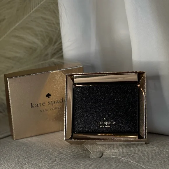 NWT Kate Spade Black Glitter Card Holder - Picture 2 of 6